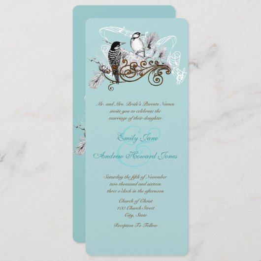 Vintage Liebesvögel Hochzeitseinladung Einladung (Vorne/Hinten)