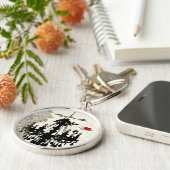 Vintage Liebesvögel Hochzeitseinladung Schlüsselanhänger (Seite)