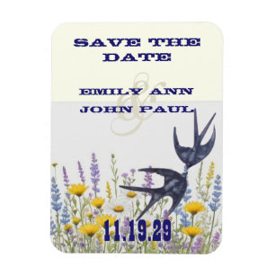 Vintage Liebesvögel Holzmaserung Save-the-Date Magnet