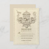 Vintage Liebesvögel Käfig Hochzeit RSVP Karten (Vorne/Hinten)