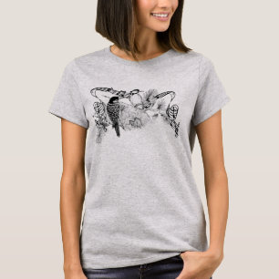 Vintage Liebesvögel Romantische Wald Spechte T-Shirt
