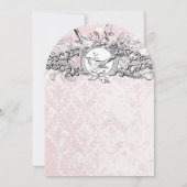 Vintage Liebesvögel Rosa Eichenblätterpilz Hochzei Einladung (Rückseite)