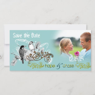 Vintage Liebesvögel Save the Date Ihr Foto