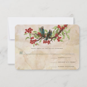Vintage Liebesvögel Teefleck Hochzeit RSVP Karte