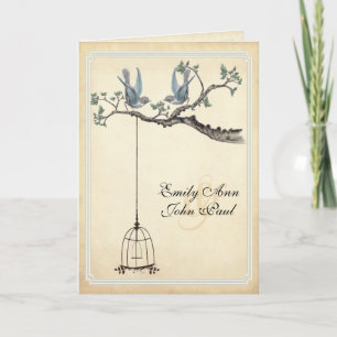 Vintage-Liebesvögel Vogelkäfig-Hochzeitseinladunge Einladung