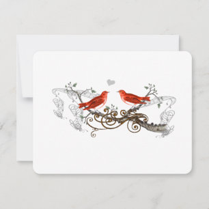 Vintage Liebesvögel Weiße Blumen Zweig Hochzeit RSVP Karte