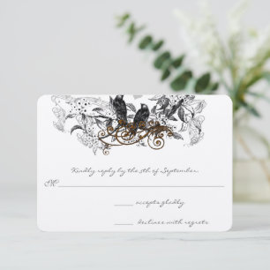 Vintage Liebesvögel Weiße Blumen Zweig Hochzeit RSVP Karte