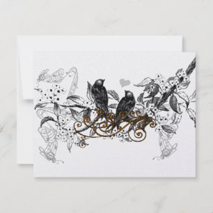 Vintage Liebesvögel Weiße Blumen Zweig Hochzeit RSVP Karte