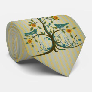 Vintage Liebesvögel Wirbelbaum Streifen Hochzeit K Krawatte