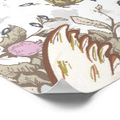 Vintage Liebesvögel, zwei weiße Tauben, Blüten Poster (Ecke)