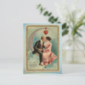 Vintage Liebhaber am Mondvalentinstag Postkarte (Stehend Vorderseite)