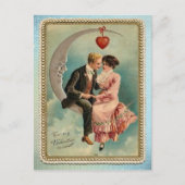 Vintage Liebhaber am Mondvalentinstag Postkarte (Vorderseite)