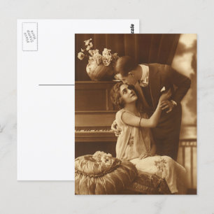 Vintage Liebhaber, Liebe Romantische Musik Postkarte