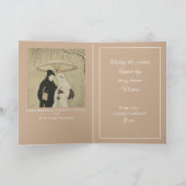 Vintage Liebhaber unter einem Schirm Feiertagskarte (Innenseite)