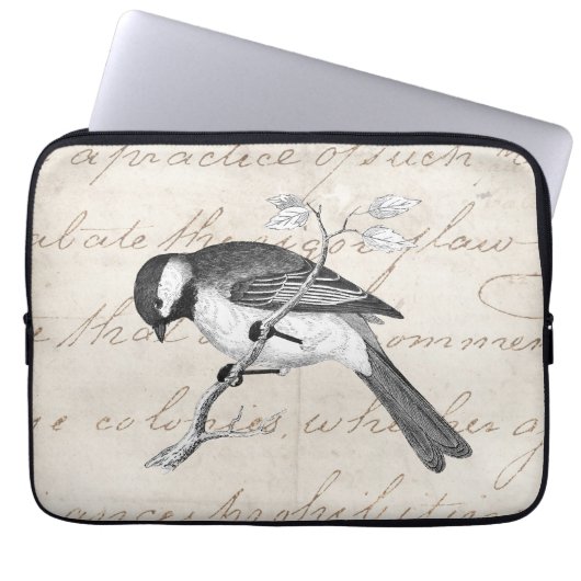 Vintage Lied-Vogel-Illustration - Text der Laptopschutzhülle (Vorderseite)