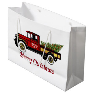 Vintage-Lieferwagen auf Ihrer Weihnachtsbaumfarm Große Geschenktüte