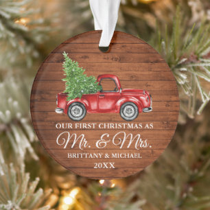 Vintage-Lieferwagen Holz Erstes Weihnachten Herr u Ornament