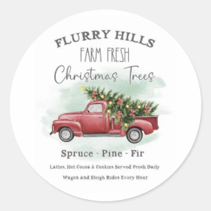 Vintage-Lieferwagen mit Weihnachtsbaum direkt vom Runder Aufkleber