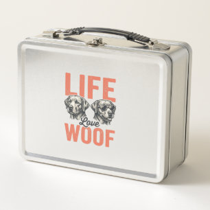 Vintage Life Love Woof Hund Grafikdesign_1 Metall Brotdose