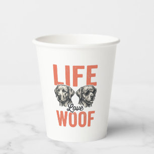 Vintage Life Love Woof Hund Grafikdesign_1 Pappbecher