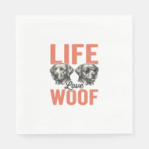 Vintage Life Love Woof Hund Grafikdesign_1 Serviette
