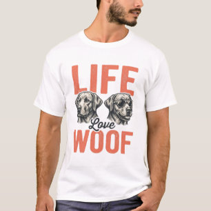 Vintage Life Love Woof Hund Grafikdesign_1 T-Shirt