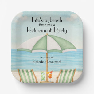 Vintage Life's a Beach Sessel Cocktail Ruhestand  Pappteller
