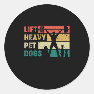 Vintage Lift Schwerer Hund Lustig Fitness Runder Aufkleber