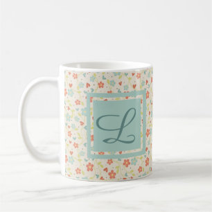 Vintage Light Spring Aktives Florales Monogramm Kaffeetasse