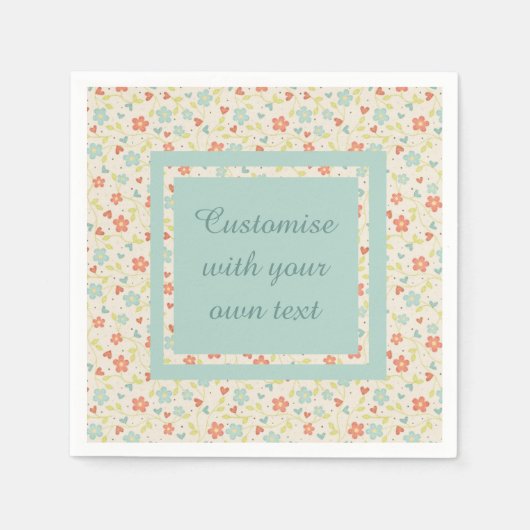 Vintage Light Spring Busy Floral Benutzerdefiniert Serviette (Vorderseite)