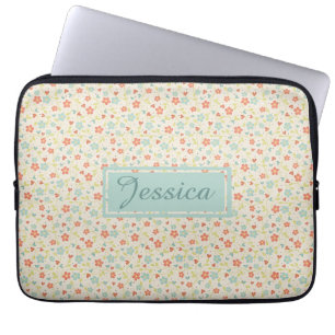 Vintage Light Spring Busy Floral Personalisiert Laptopschutzhülle