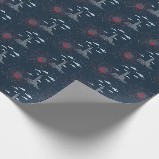 Vintage Lighthouse Illustration Pattern Wrapping P Geschenkpapier (Ecke)