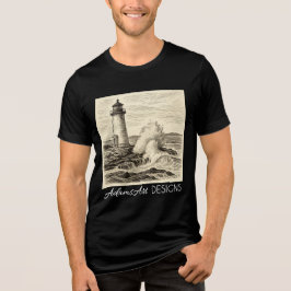 Vintage Lighthouse Ink Drawing Tri-Blend Shirt