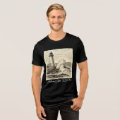 Vintage Lighthouse Ink Drawing Tri-Blend Shirt (Vorderseite voll)