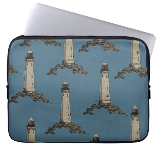 Vintage lighthouse pattern laptopschutzhülle (Vorderseite)