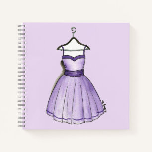 Vintage lila Abendkleid Fashionista Wasserfarbe Notizbuch