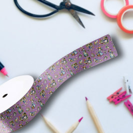 Vintage Lila Aquarellbahn Ostern Sonnige Blume Satinband