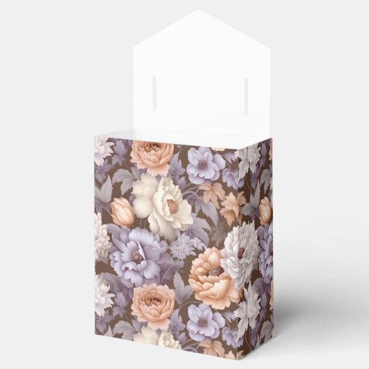 Vintage, lila beige taube Blume Geschenkschachtel (Geöffnet)