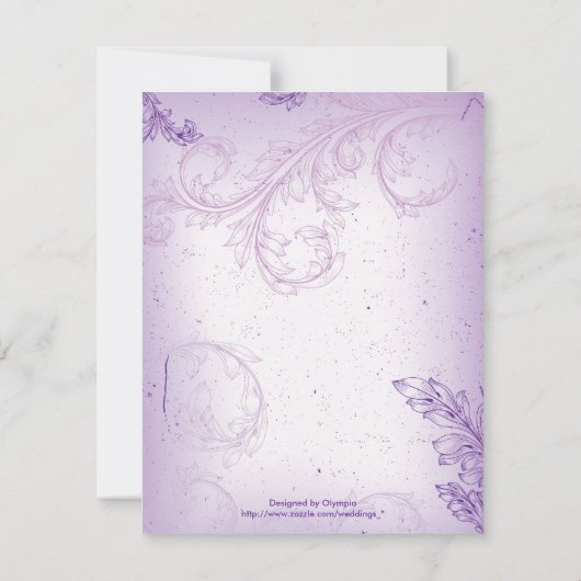 Vintage lila Blätterblatt-Hochzeitkarte RSVP (Rückseite)