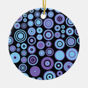 Vintage Lila Blau und Schwarz Fünfziger Jahre Abst Keramikornament