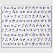 Vintage Lila Blume Blumengrün Blätter Boho Geschenkpapier (Flach)