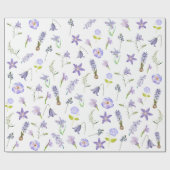 Vintage Lila Blume Blumengrün Blätter Boho Geschenkpapier (Flach)