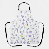 Vintage Lila Blume Blumengrün Blätter Boho Schürze (Vorderseite)