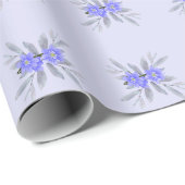 Vintage Lila Blume Blumenmuster und Blätter Geschenkpapier (Rolleneckpunkt)