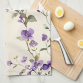 Vintage lila Blume Geschirrtuch (Viertel Falte)