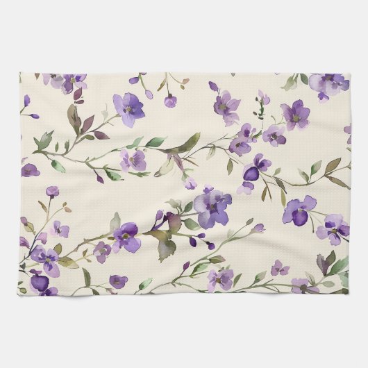 Vintage lila Blume Geschirrtuch (Horizontal)