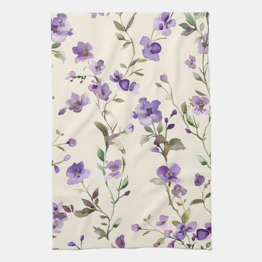 Vintage lila Blume Geschirrtuch (Vertikal)