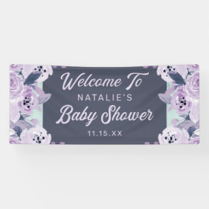 Vintage lila Blumen Baby Girl Shower Begrüßung Banner