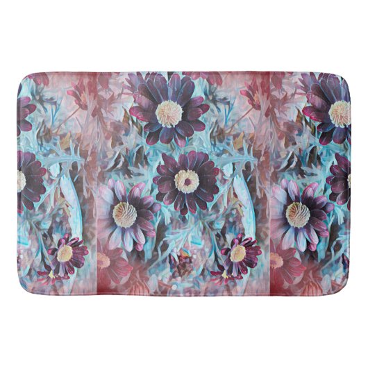 Vintage Lila Blumen-Badmatte Badematte (Vorderseite)