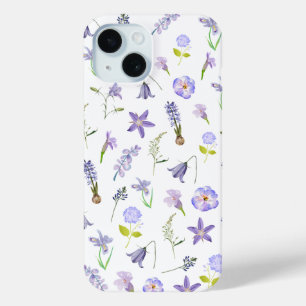 Vintage Lila-Blumen-Blumenmuster Grüne Blätter Boh Case-Mate iPhone Hülle